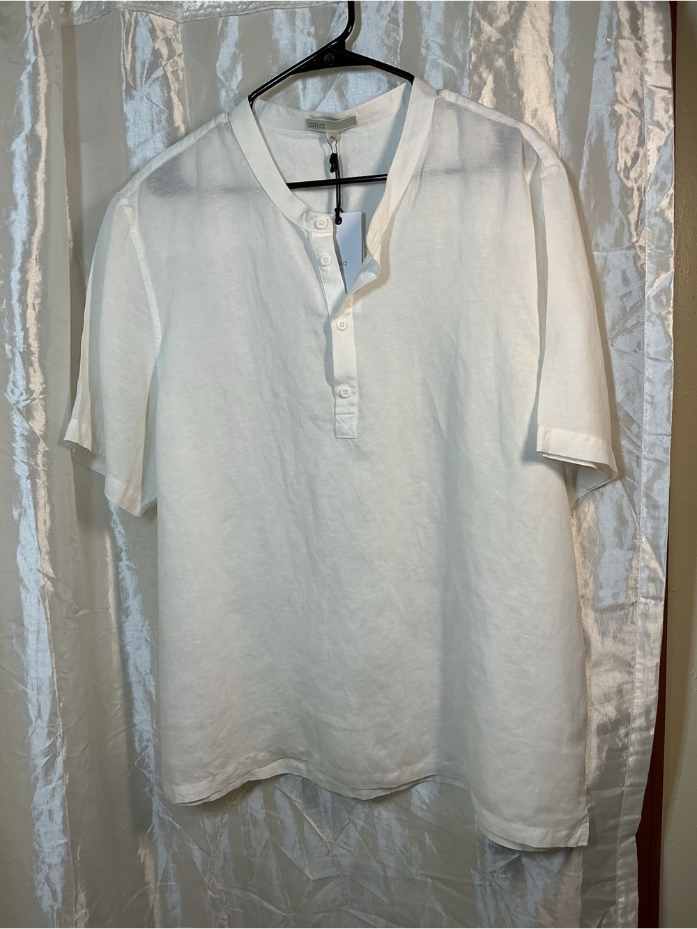 Onia White Short-Sleeve Henley Polo